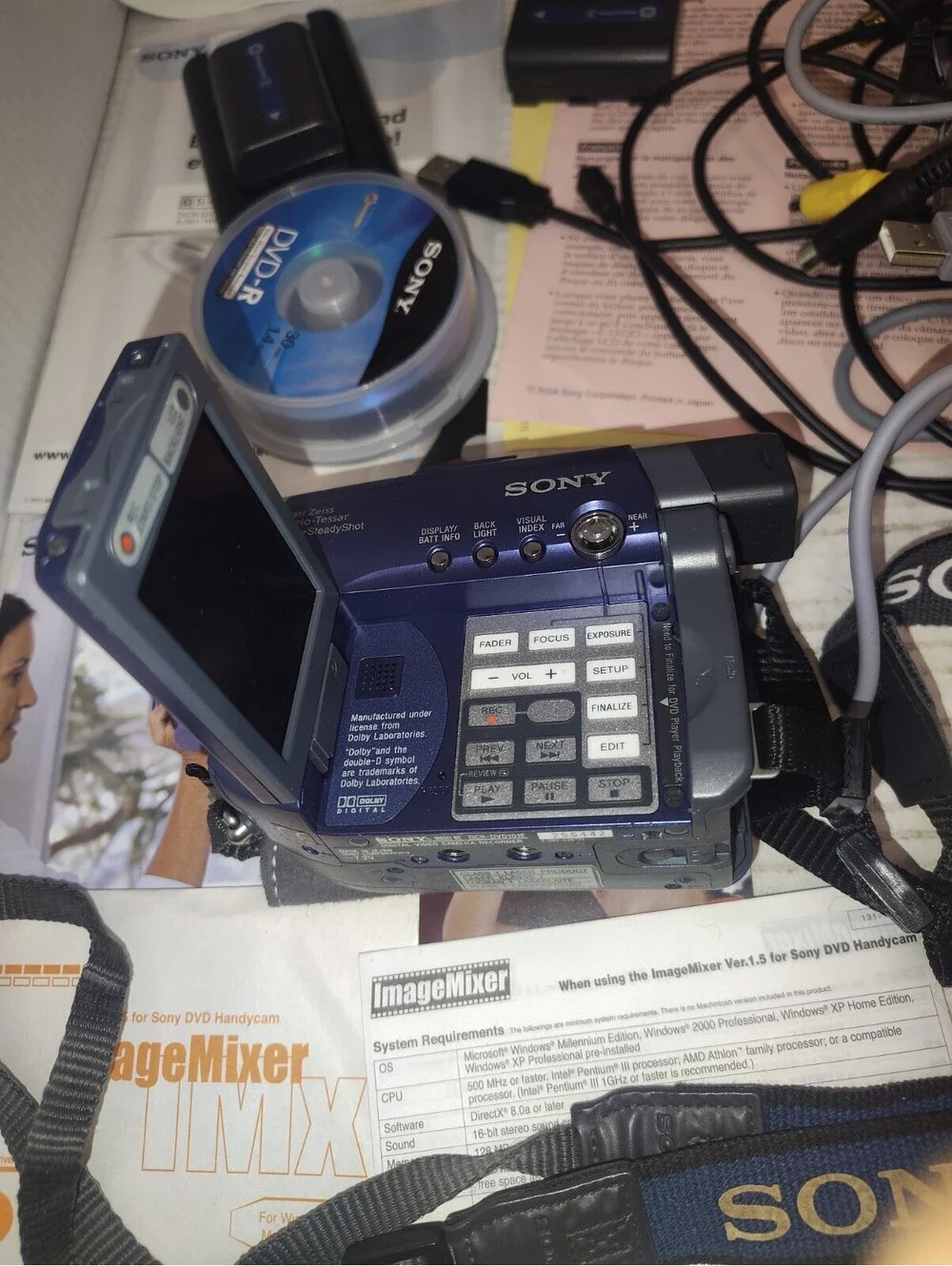 Sony Handycam DCR-DVD201E DVD Camcorder Huge Bundle Batteries Accessories